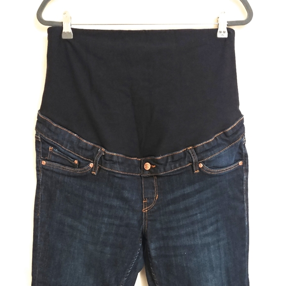 SOLD! H&M Skinny High Rib Mama Full Panel Raw Hem Dark Wash Denim Jeans 14 - Picture 5 of 16